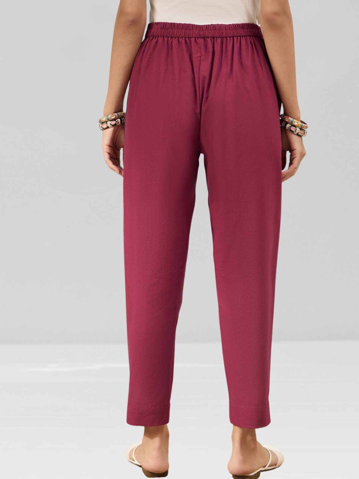 Maroon Cotton Flex Pants with Side Pockets