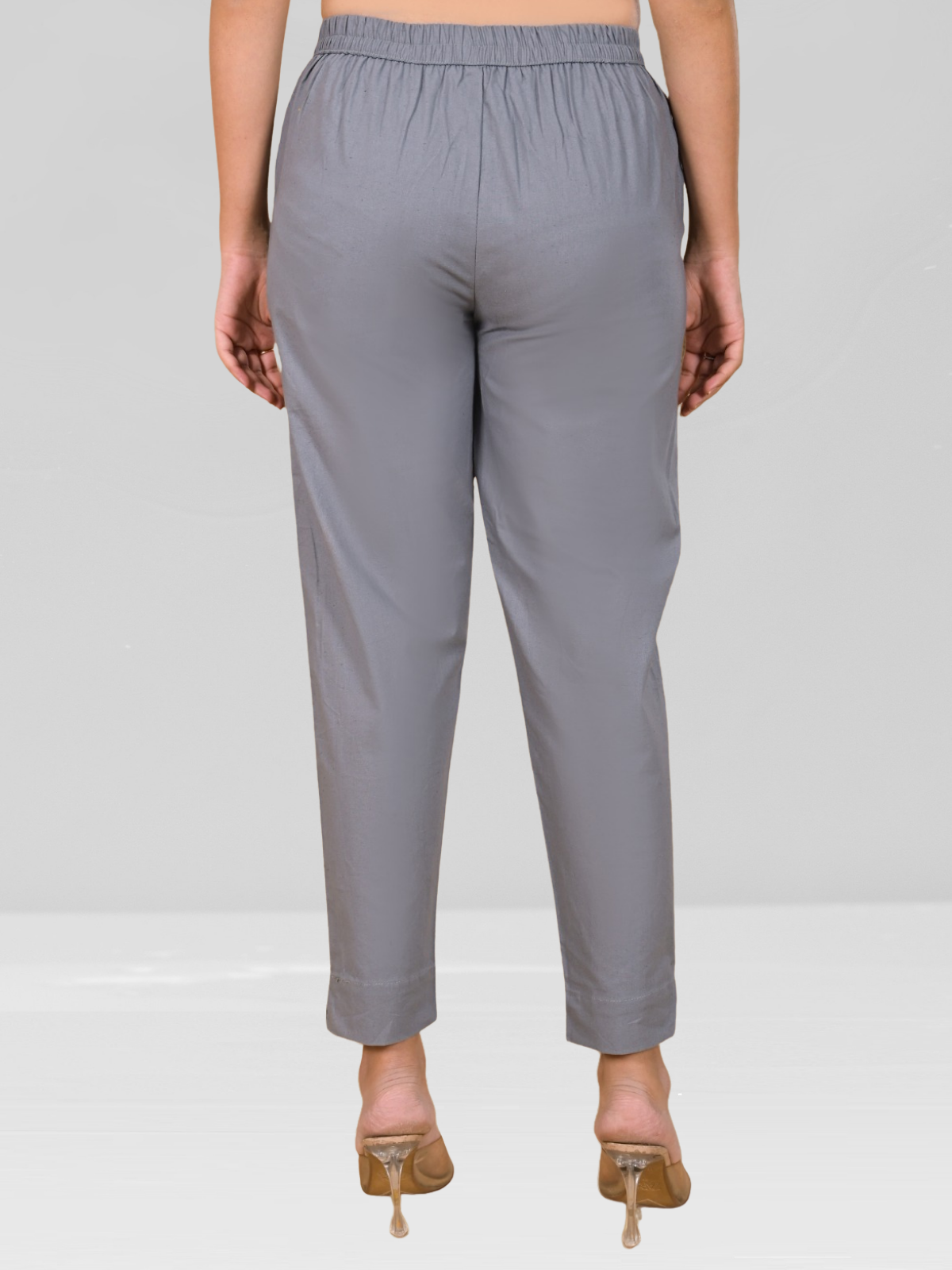 Grey Cotton Flex Pants with Side Pockets