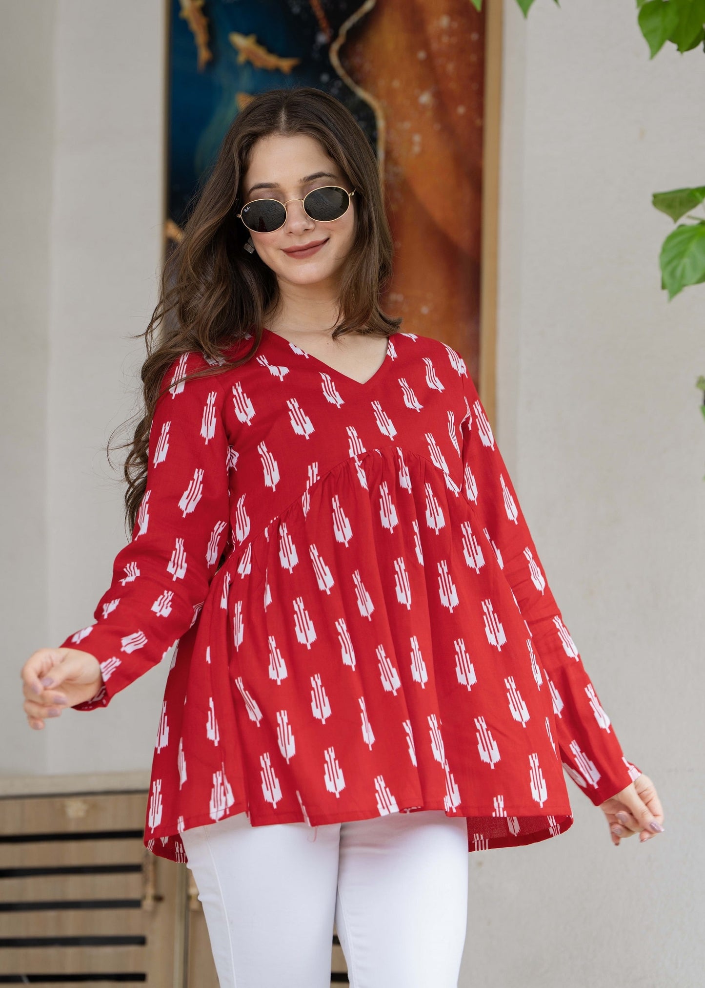 Bright Red Cotton Top – Casual & Everyday Wear