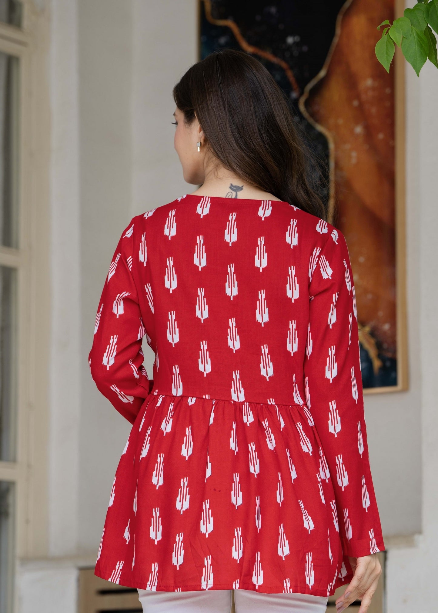 Bright Red Cotton Top – Casual & Everyday Wear