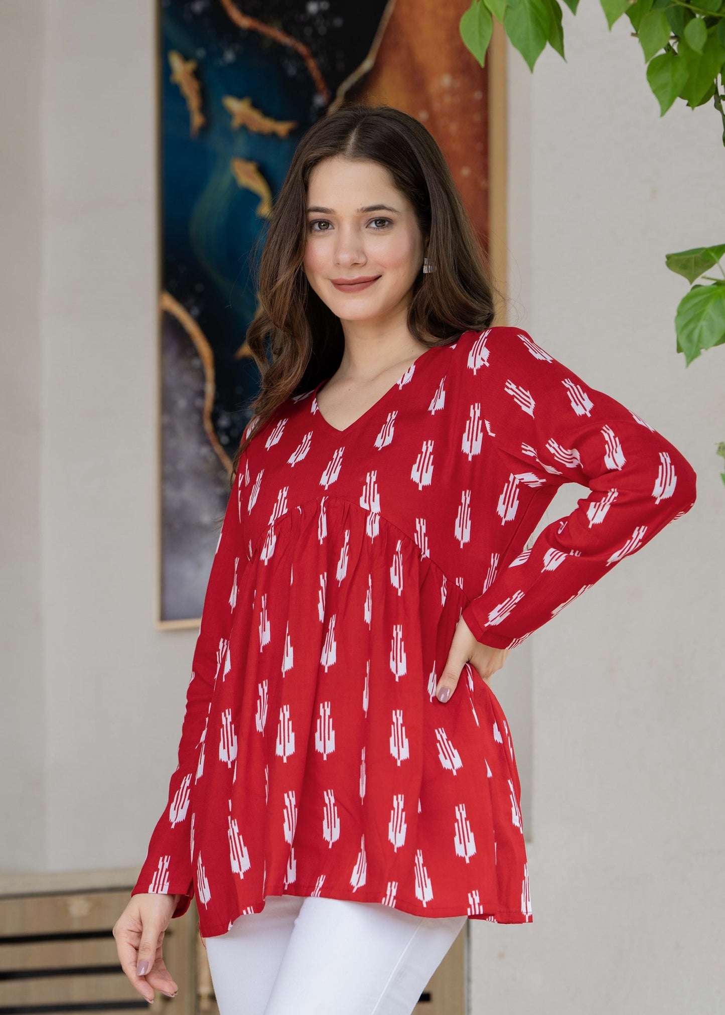 Bright Red Cotton Top – Casual & Everyday Wear