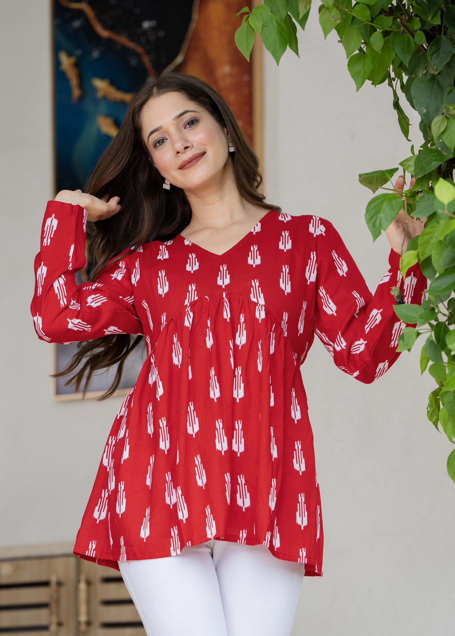 Bright Red Cotton Top – Casual & Everyday Wear