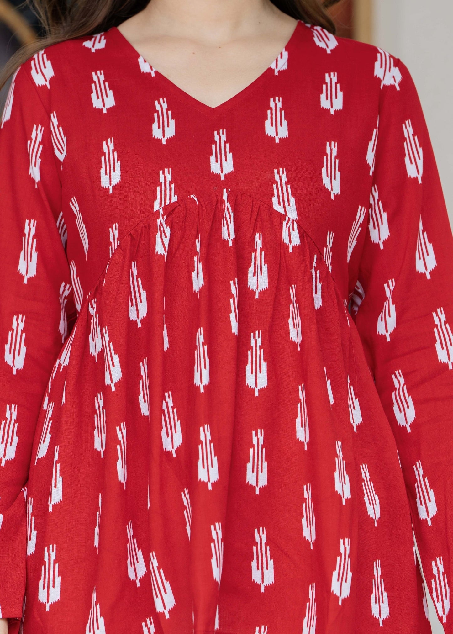 Bright Red Cotton Top – Casual & Everyday Wear