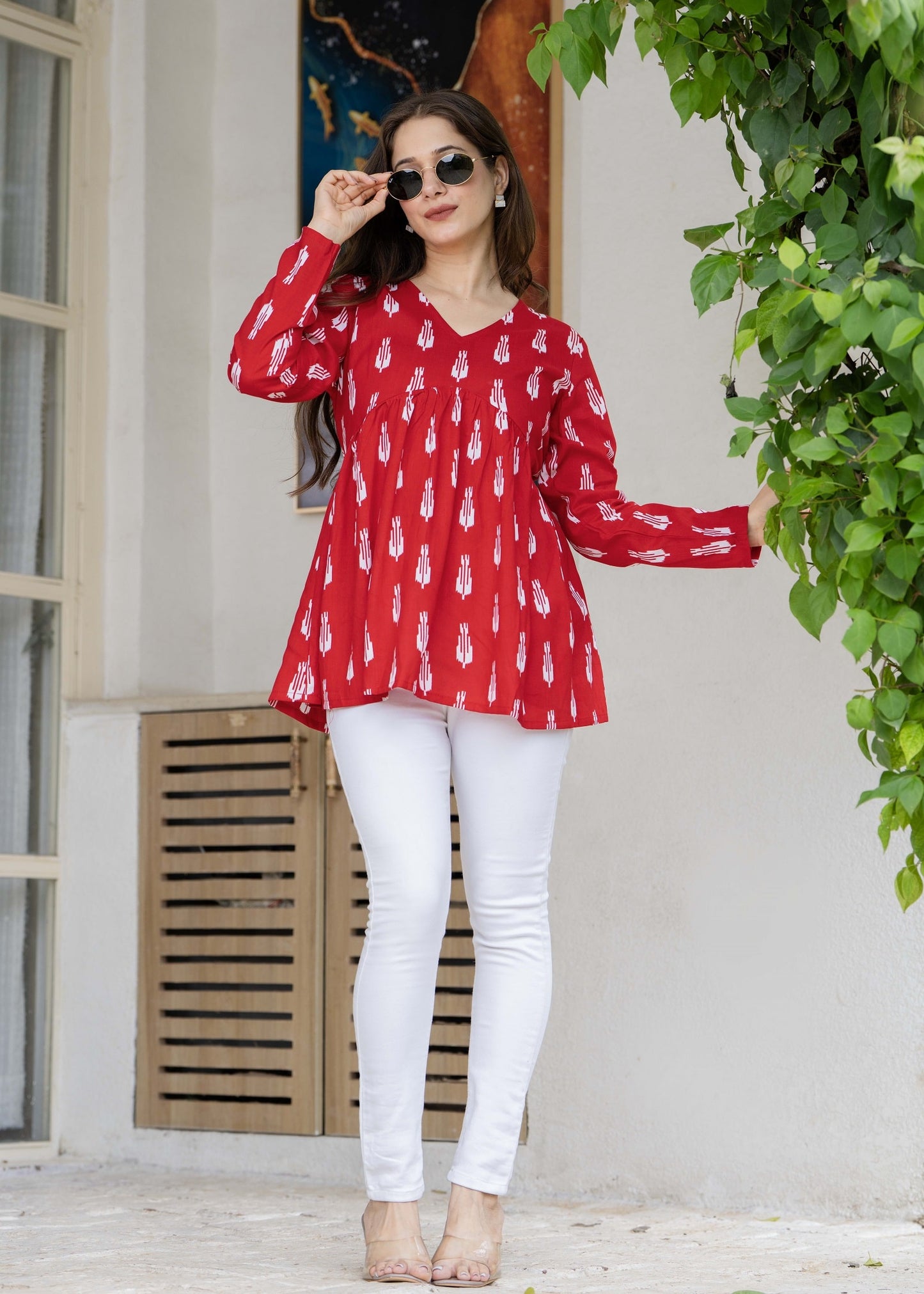 Bright Red Cotton Top – Casual & Everyday Wear