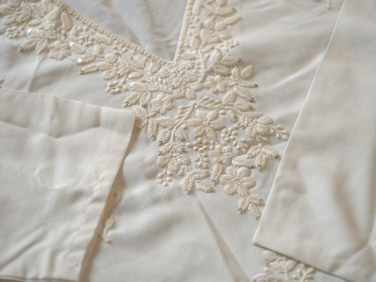 Ethereal in White – Chikankari Embroidered Kurta Set with Crochet Palazzo