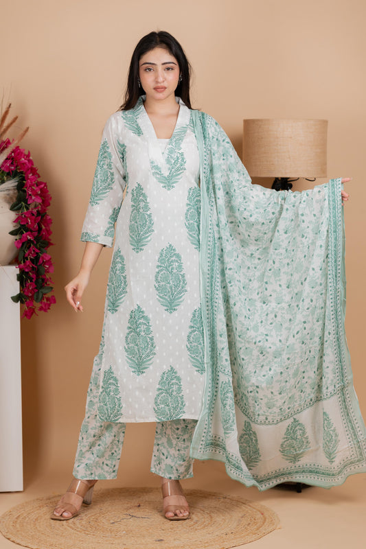 Mint Green Pure Cotton Suit Set – Daily & Festive Wear