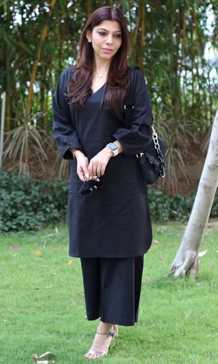 Black Cotton Katha Kurta Set – Elegant Everyday Style