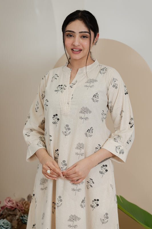 Premium Khadi Flex Kurta Set - Beige | Soft & Comfortable