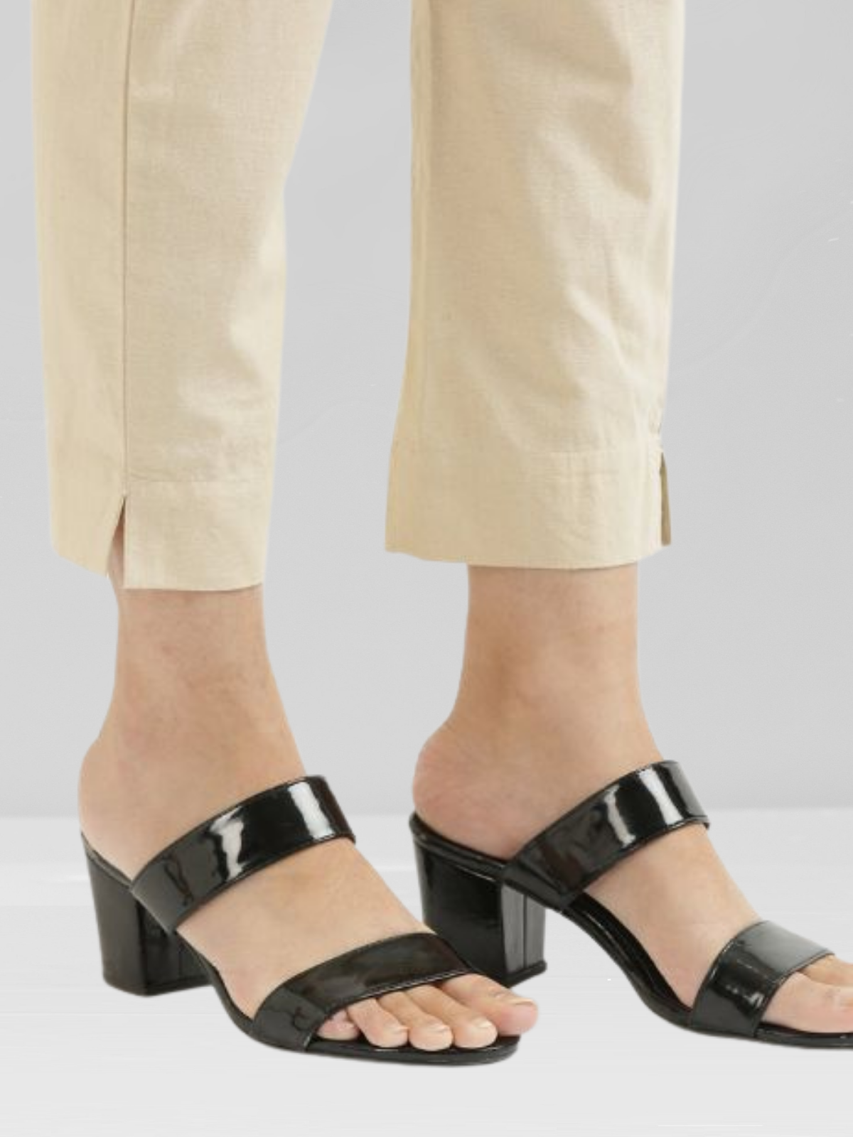 Off White Cotton Flex Pants with Side Pockets