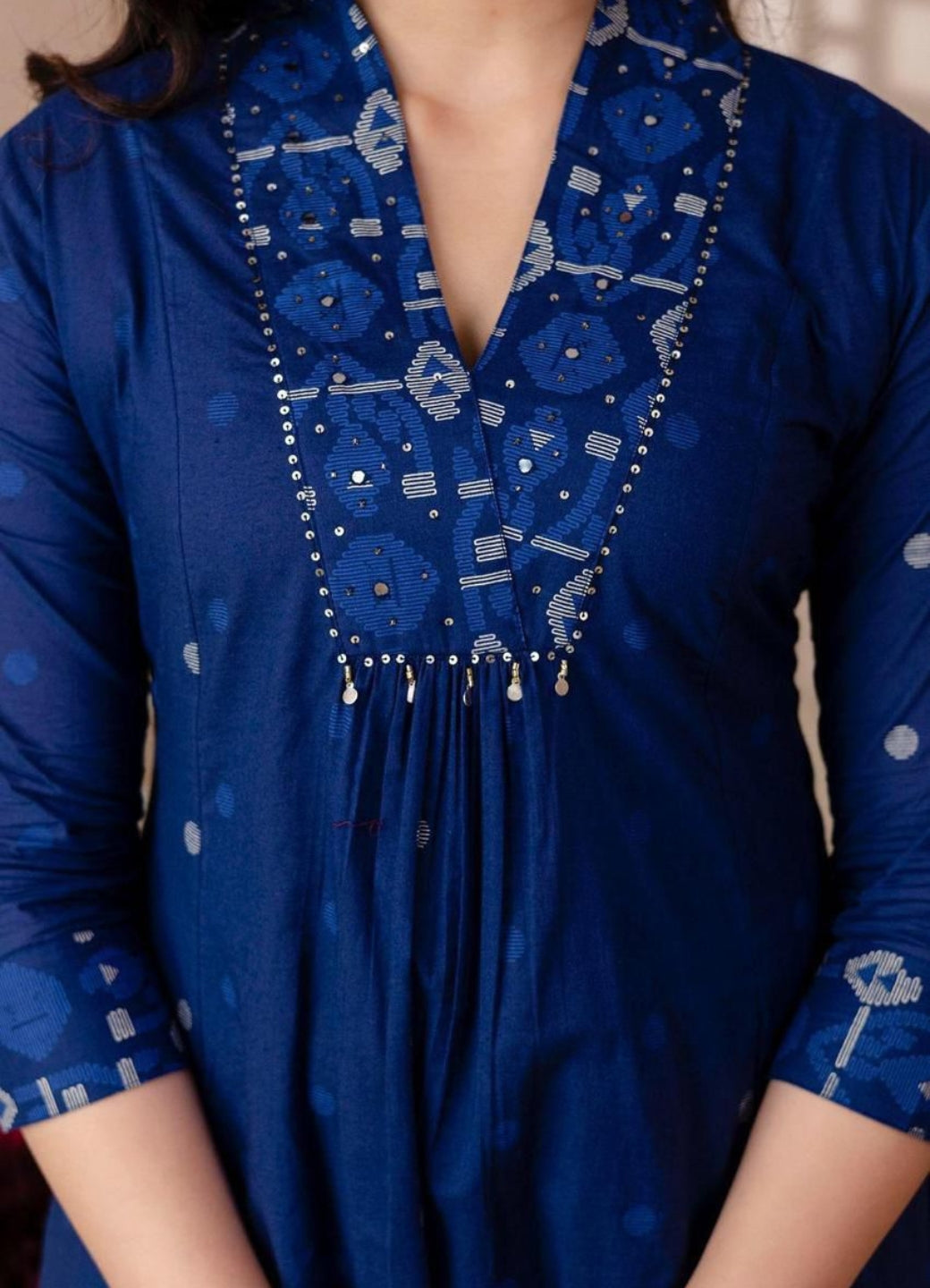 Royal Blue Cotton A-Line Suit Set with Embroidery – Festive & Daily Wear