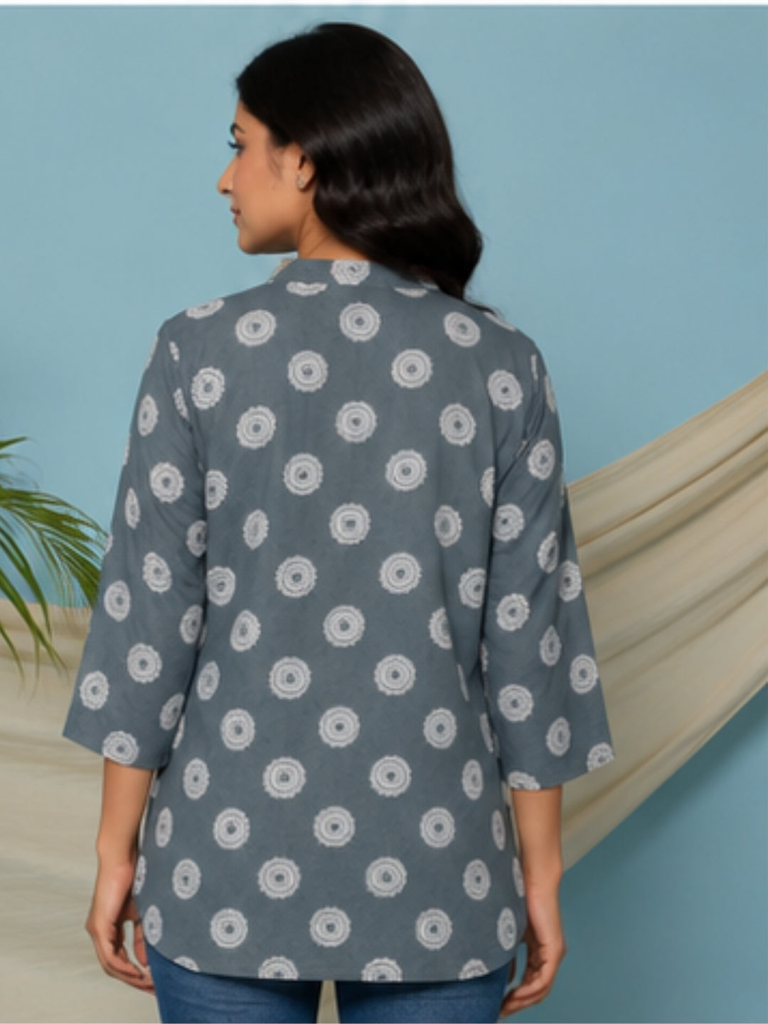 Black Soft Cotton Printed Top – Casual & Office Wear