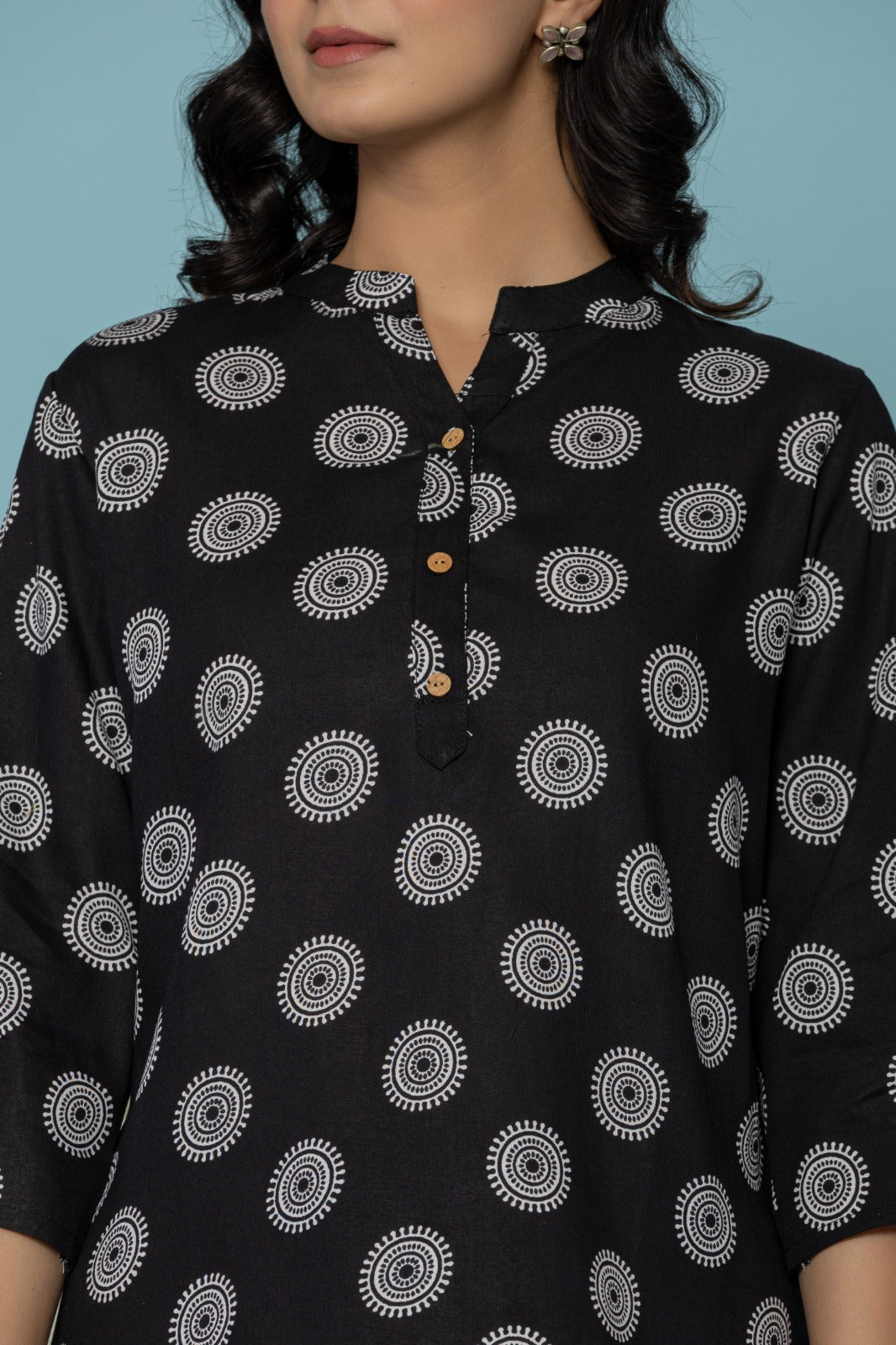 Black Soft Cotton Printed Top – Casual & Office Wear