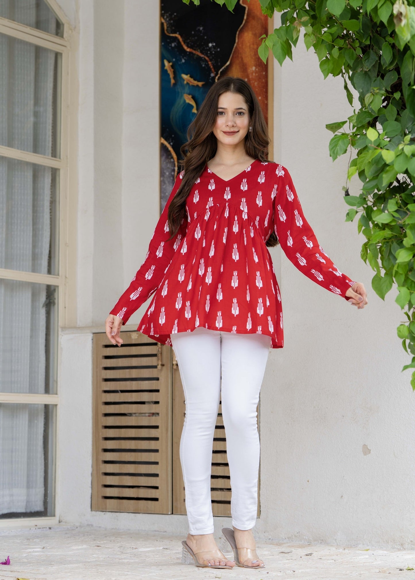 Bright Red Cotton Top – Casual & Everyday Wear