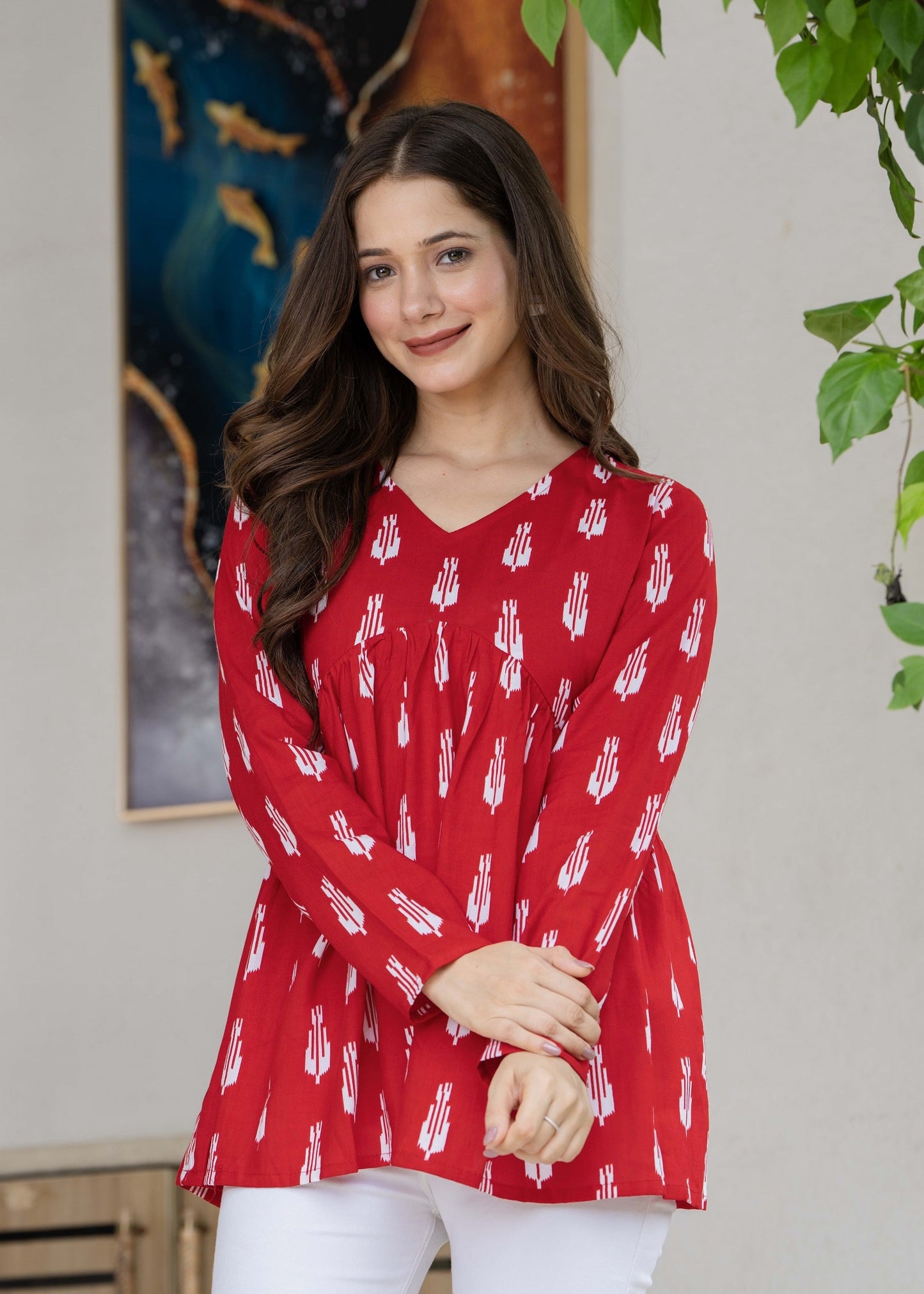 Bright Red Cotton Top – Casual & Everyday Wear