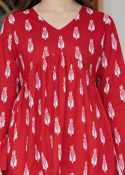 Bright Red Cotton Top – Casual & Everyday Wear