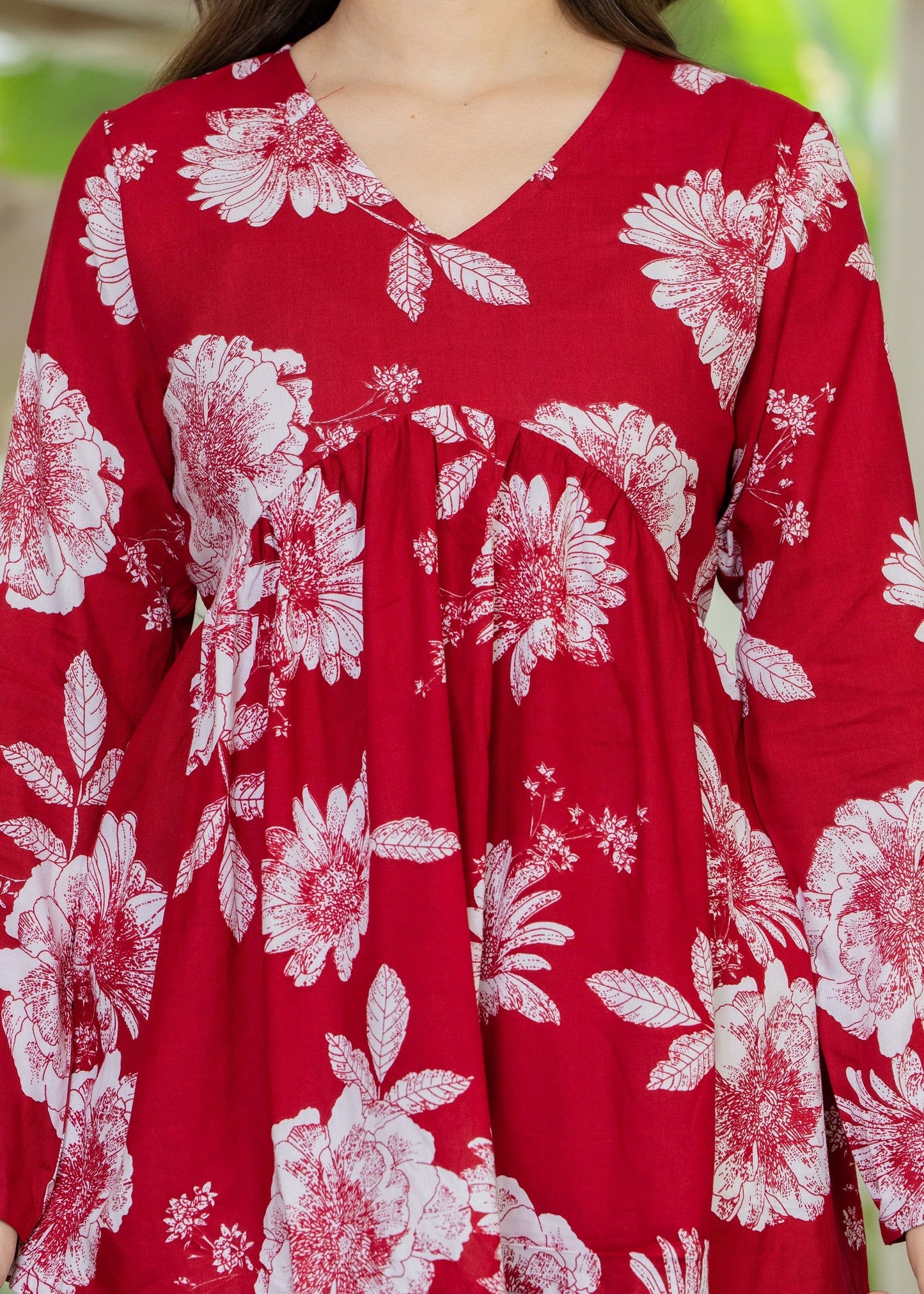 Crimson Red Cotton Top – Chic Casual Wear