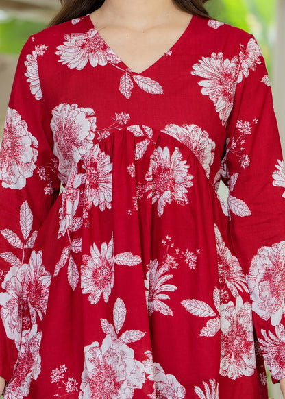 Crimson Red Cotton Top – Chic Casual Wear