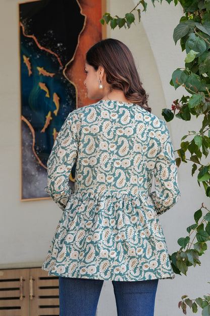 Teal Green Cotton Top – Casual & Everyday Wear