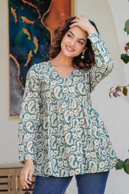 Teal Green Cotton Top – Casual & Everyday Wear