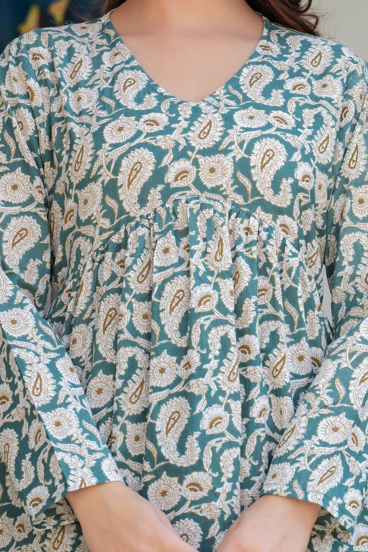 Teal Green Cotton Top – Casual & Everyday Wear