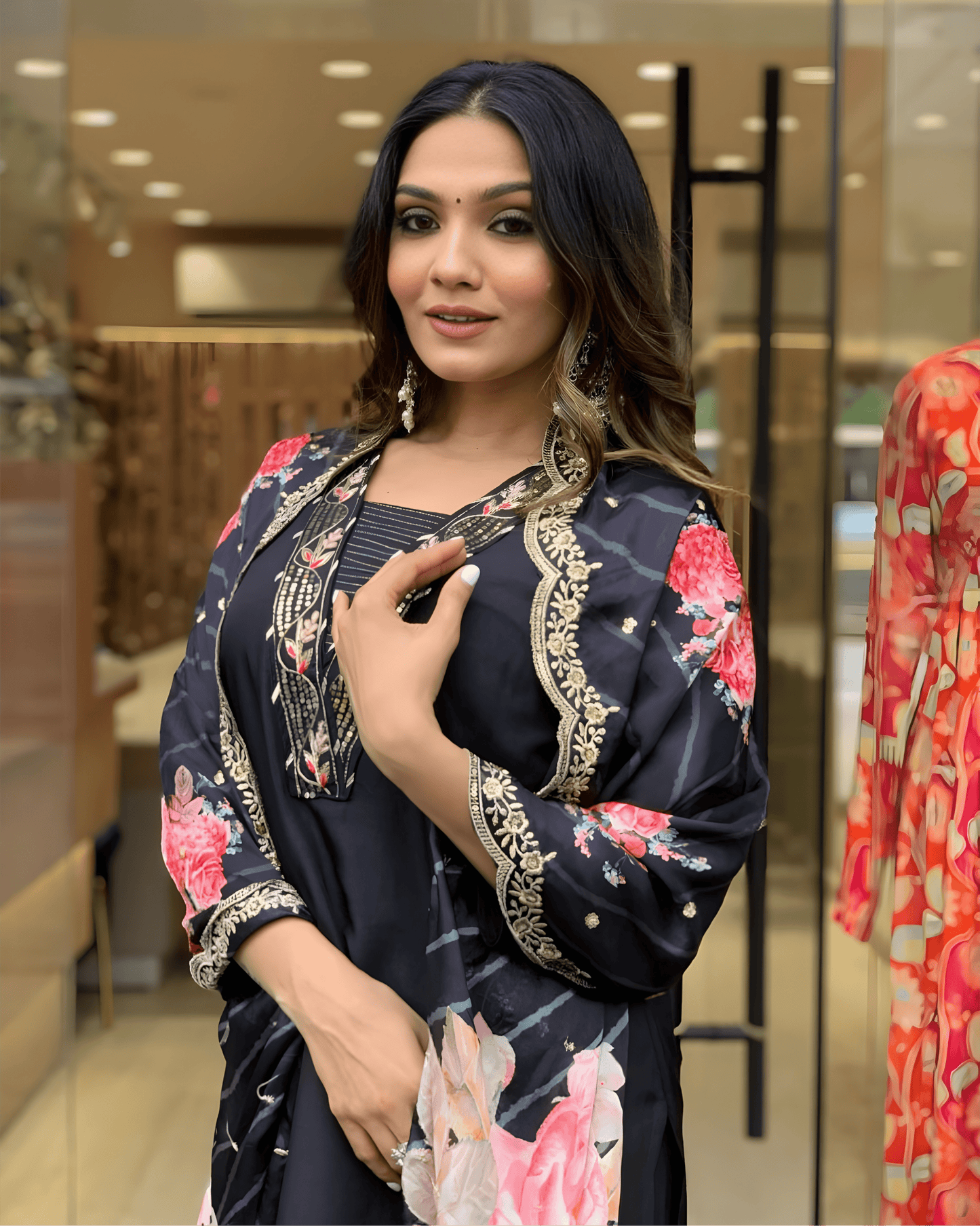 Black Premium Muslin Suit Set with Intricate Embroidery – Luxurious