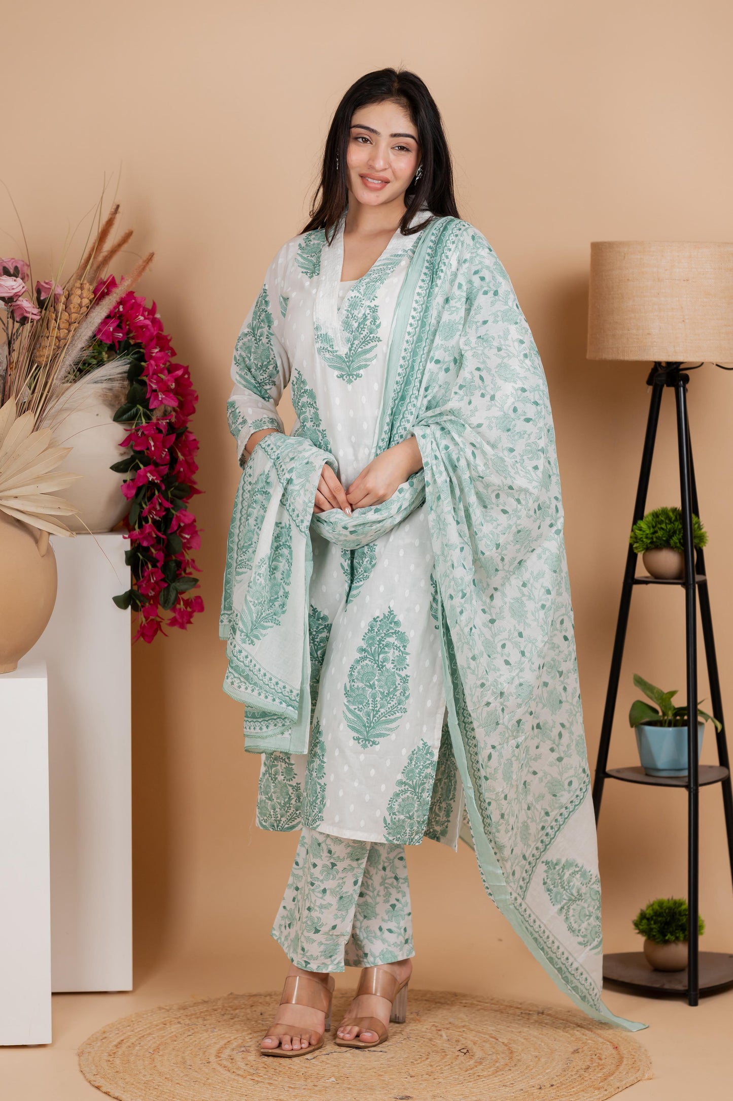 Mint Green Pure Cotton Suit Set – Daily & Festive Wear