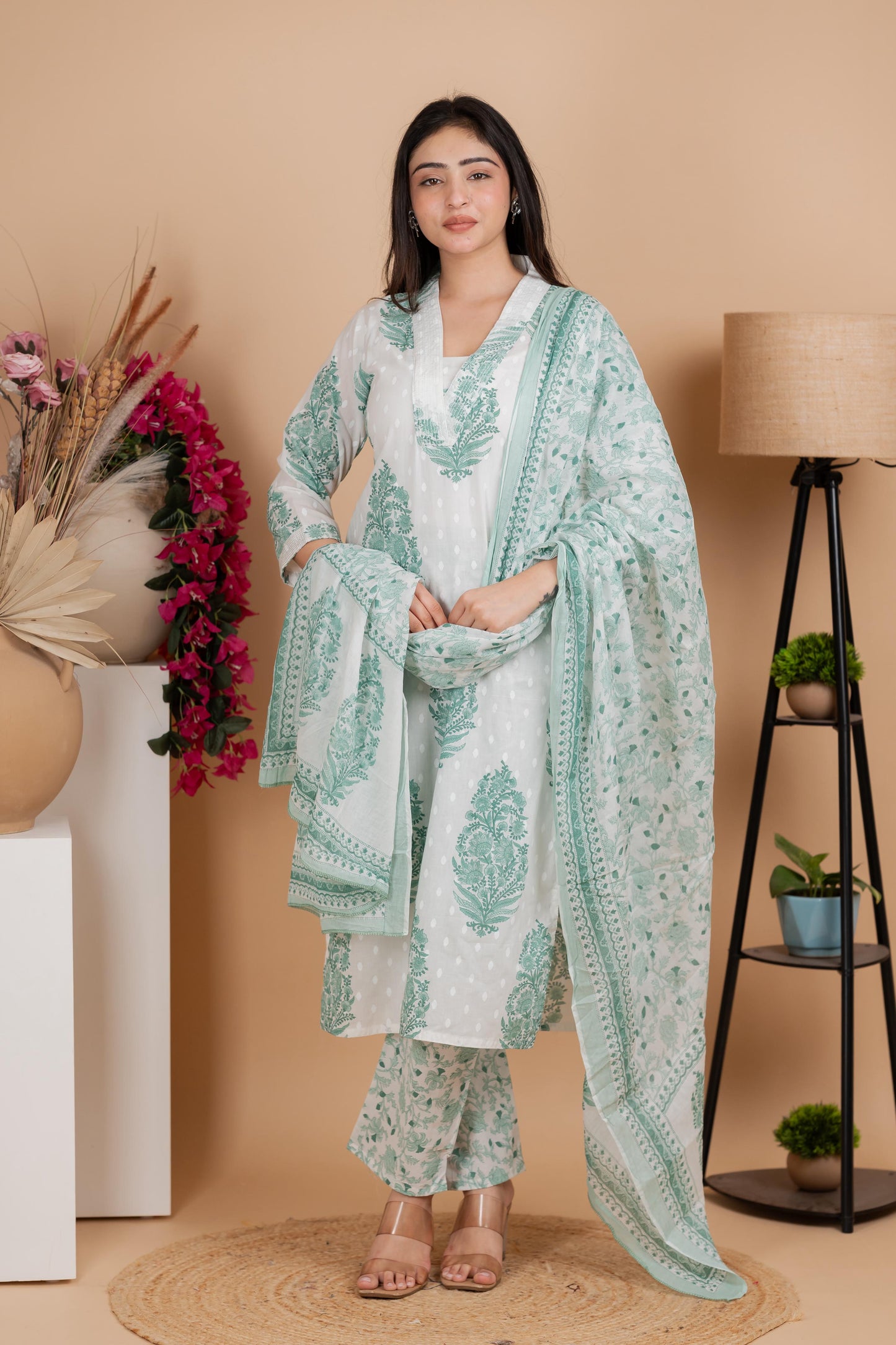 Mint Green Pure Cotton Suit Set – Daily & Festive Wear