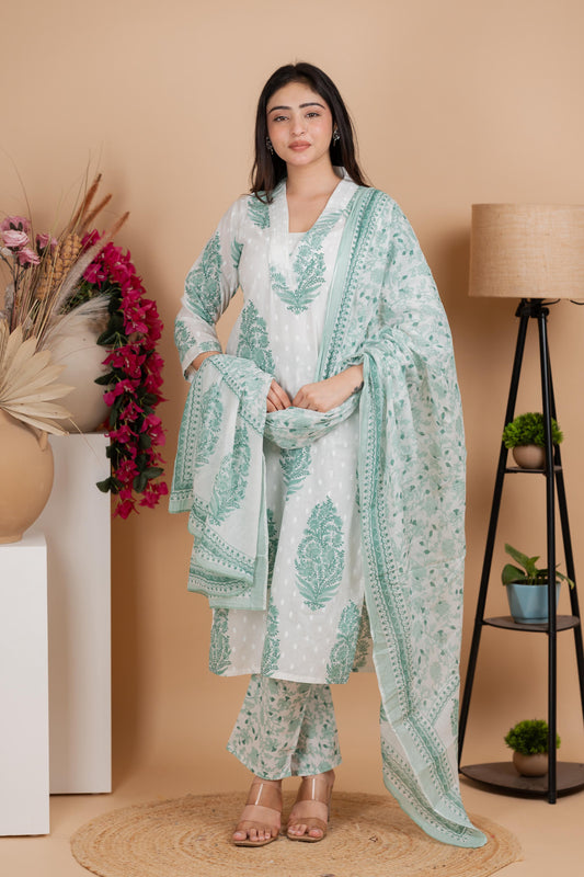 Mint Green Pure Cotton Suit Set – Daily & Festive Wear