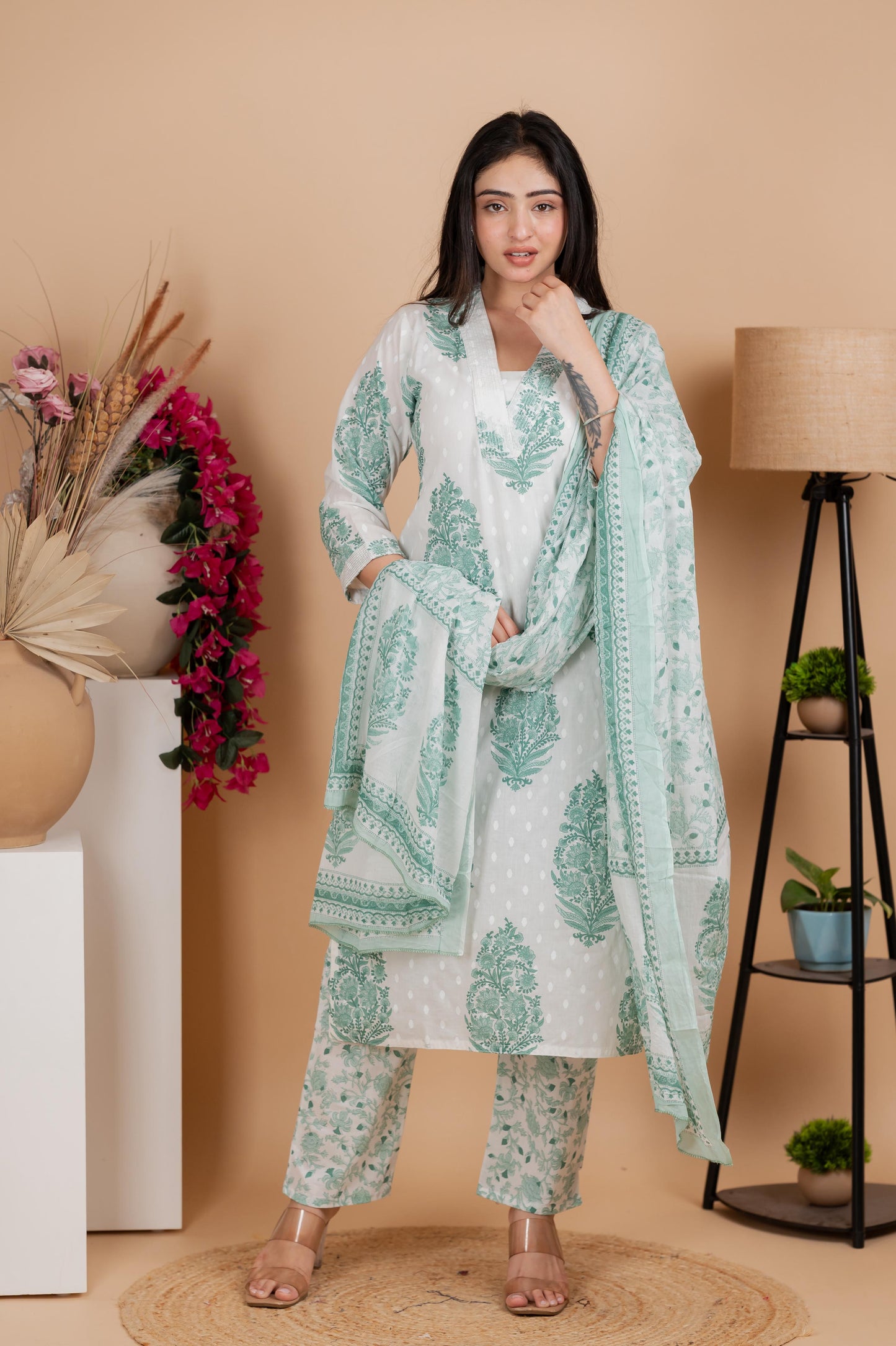 Mint Green Pure Cotton Suit Set – Daily & Festive Wear