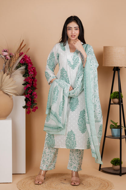 Mint Green Pure Cotton Suit Set – Daily & Festive Wear