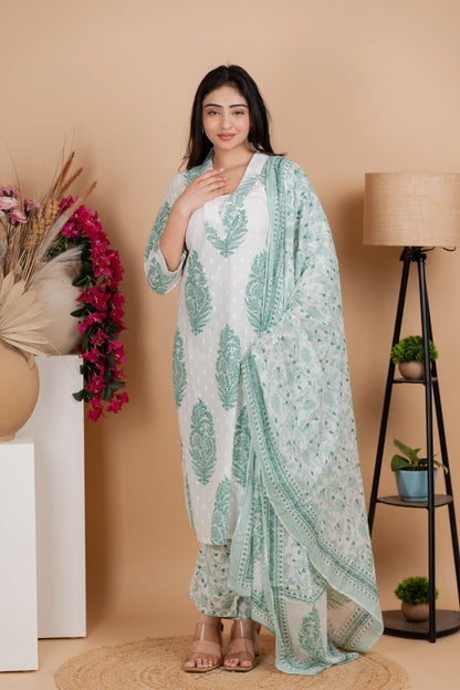 Mint Green Pure Cotton Suit Set – Daily & Festive Wear