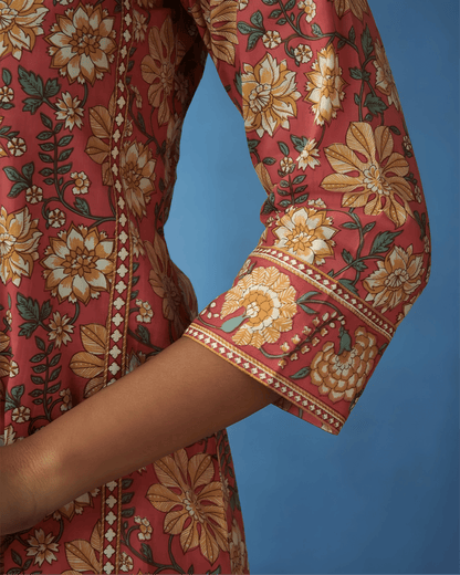 Printed Premium Cotton Kurta Set with Palazzo & Dupatta - Soft & Breathable