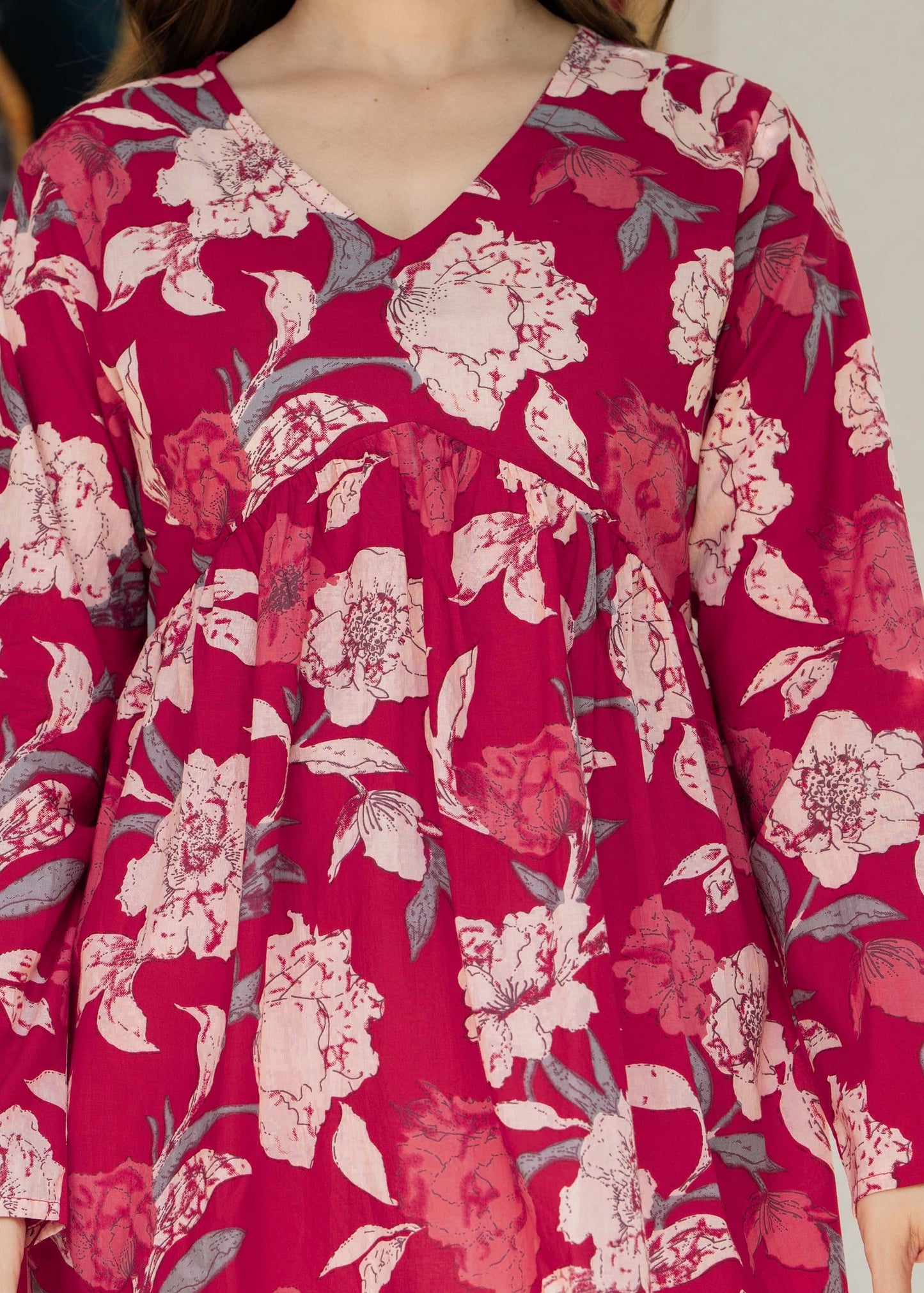 Rose Red Cotton Top – Casual & Everyday Elegance