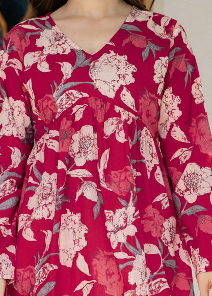 Rose Red Cotton Top – Casual & Everyday Elegance