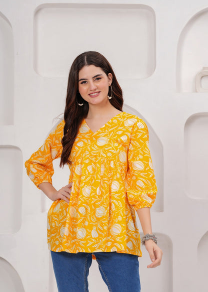 Sunshine Yellow Soft Cotton Top - Casual & Everyday Wear