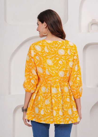 Sunshine Yellow Soft Cotton Top - Casual & Everyday Wear