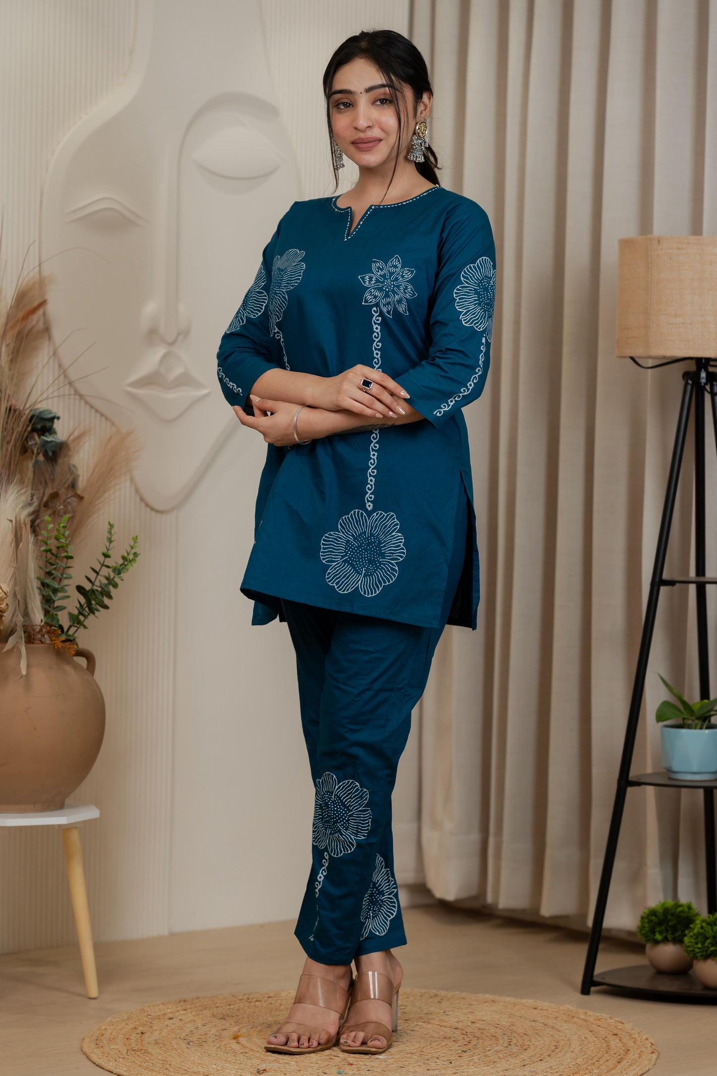 Teal Blue Premium Dhabhu Cotton Co-ord Set – Soft, Breathable