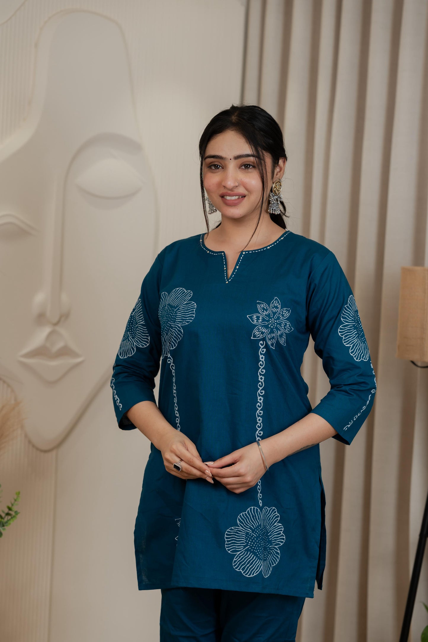 Teal Blue Premium Dhabhu Cotton Co-ord Set – Soft, Breathable