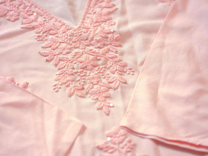 Blush Elegance – Baby Pink Chikankari Embroidered Kurta Set with Crochet Palazzo