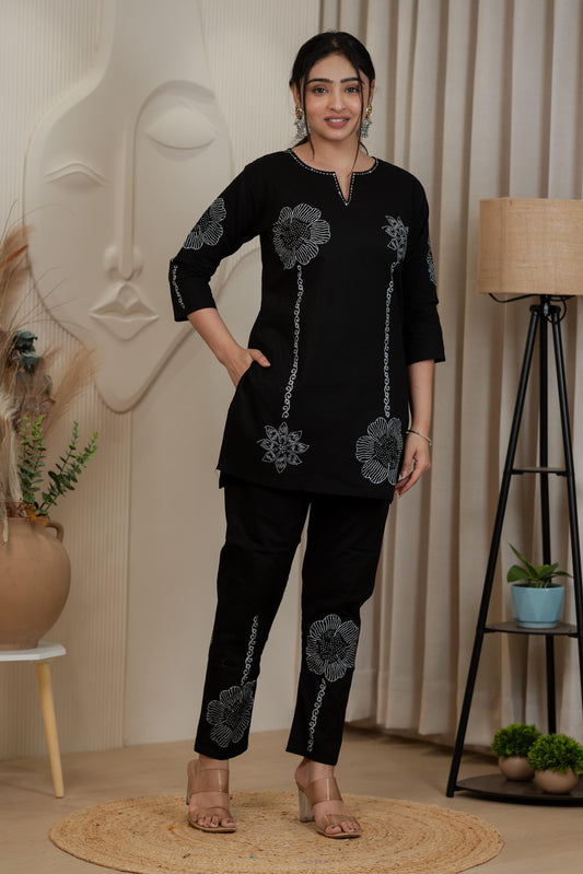 Black Premium Dhabhu Cotton Co-ord Set – Soft, Breathable