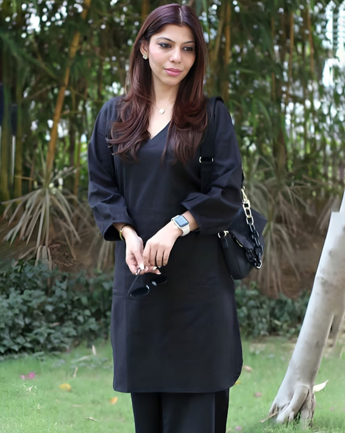 Black Cotton Katha Kurta Set – Elegant Everyday Style
