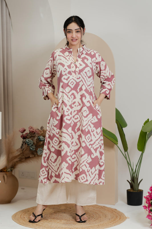 Premium Khadi Flex Co-ord Set - Dusty Rose | Soft & Comfortable