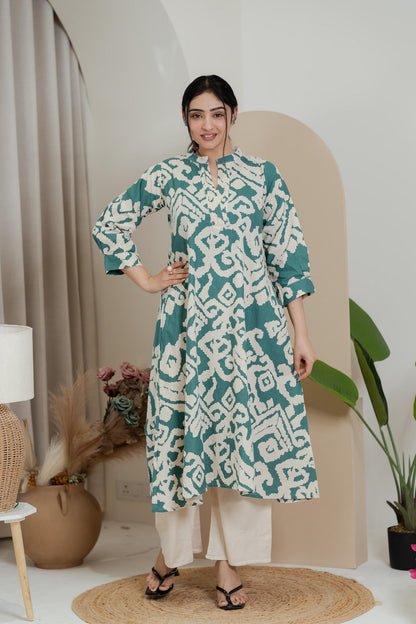 Premium Khadi Flex Co-ord Set - Sea Green | Soft & Comfortable