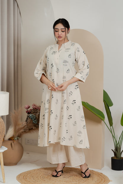 Premium Khadi Flex Co-ord Set - Beige | Soft & Comfortable