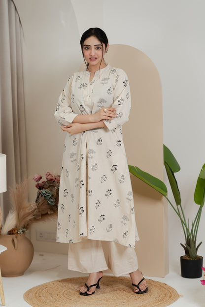 Premium Khadi Flex Co-ord Set - Beige | Soft & Comfortable
