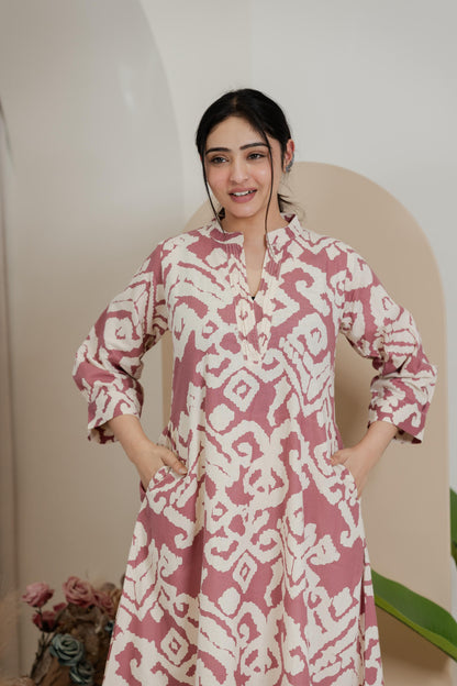 Premium Khadi Flex Co-ord Set - Dusty Rose | Soft & Comfortable