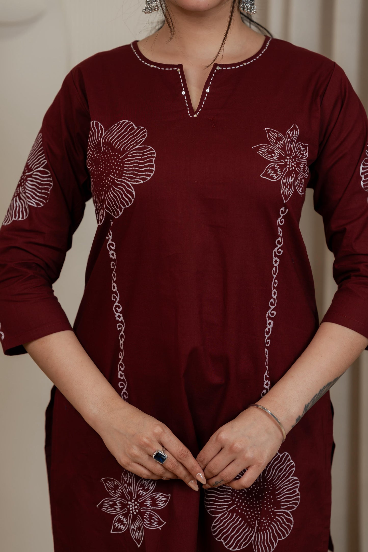 Rich Maroon Premium Dhabhu Cotton Co-ord Set – Soft, Breathable